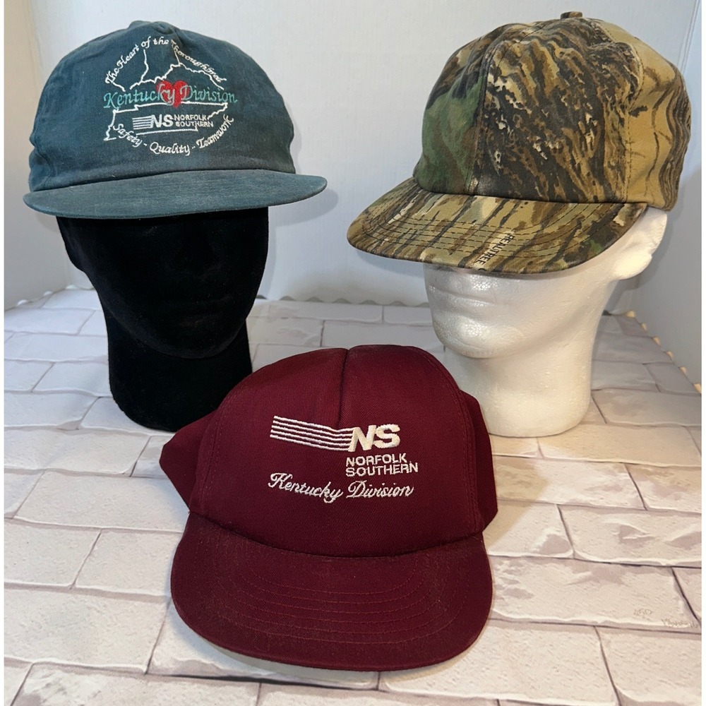 Vintage Norfolk Southern Railway Kentucky Division Snapback Hats & Realtree Camo